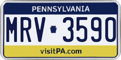 PA license plate MRV3590