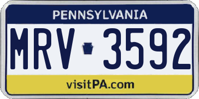 PA license plate MRV3592