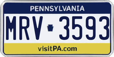 PA license plate MRV3593