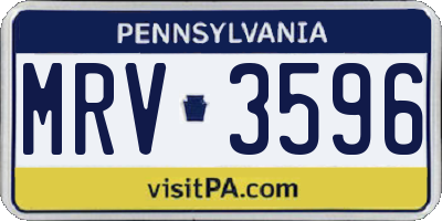 PA license plate MRV3596