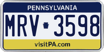 PA license plate MRV3598