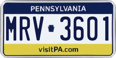 PA license plate MRV3601