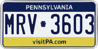 PA license plate MRV3603