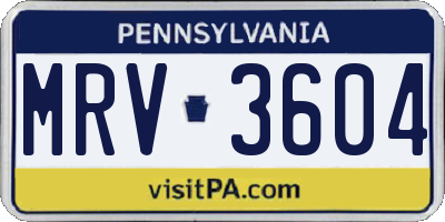 PA license plate MRV3604