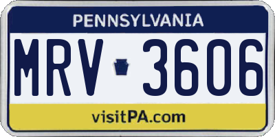 PA license plate MRV3606