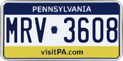 PA license plate MRV3608