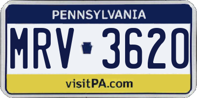 PA license plate MRV3620