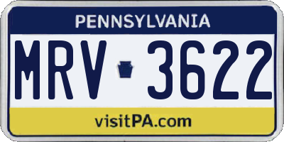PA license plate MRV3622