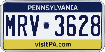 PA license plate MRV3628