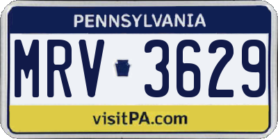 PA license plate MRV3629