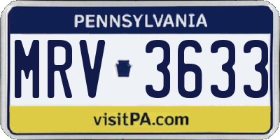 PA license plate MRV3633