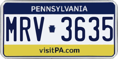 PA license plate MRV3635