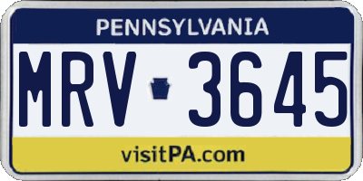 PA license plate MRV3645