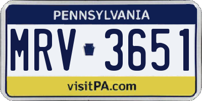 PA license plate MRV3651