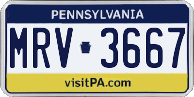 PA license plate MRV3667