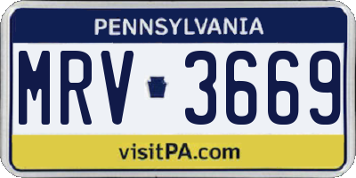 PA license plate MRV3669