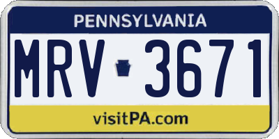 PA license plate MRV3671