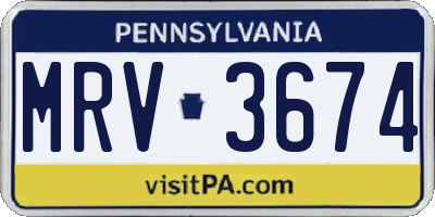 PA license plate MRV3674