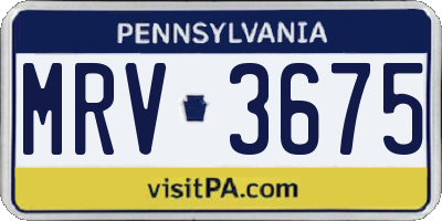 PA license plate MRV3675