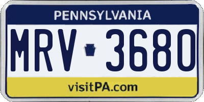 PA license plate MRV3680