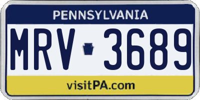 PA license plate MRV3689