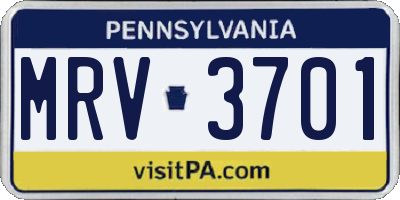 PA license plate MRV3701