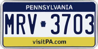 PA license plate MRV3703