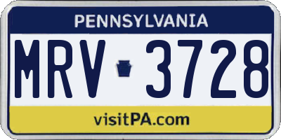 PA license plate MRV3728