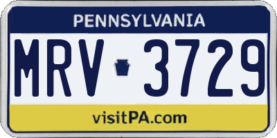 PA license plate MRV3729