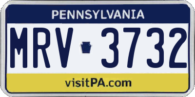 PA license plate MRV3732