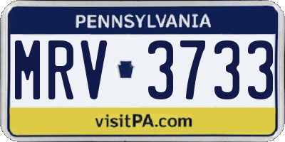 PA license plate MRV3733