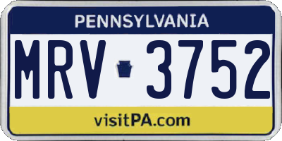 PA license plate MRV3752
