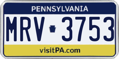 PA license plate MRV3753