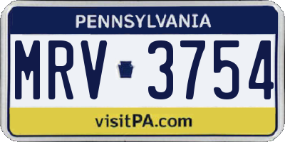 PA license plate MRV3754