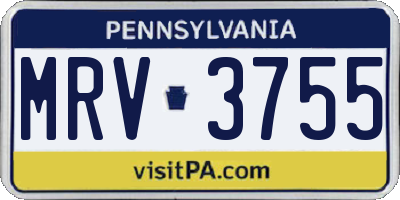 PA license plate MRV3755