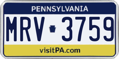 PA license plate MRV3759