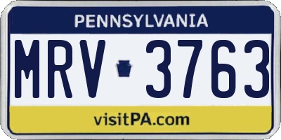 PA license plate MRV3763