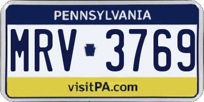 PA license plate MRV3769