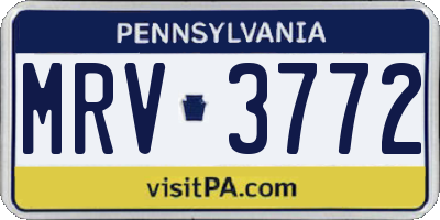 PA license plate MRV3772