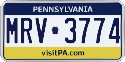 PA license plate MRV3774