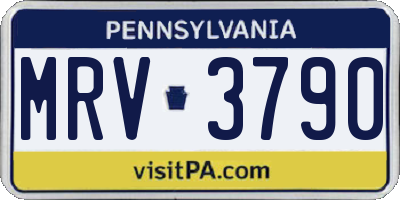 PA license plate MRV3790