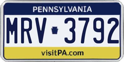 PA license plate MRV3792