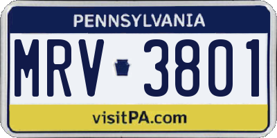 PA license plate MRV3801