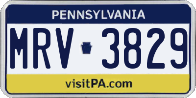 PA license plate MRV3829