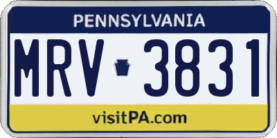 PA license plate MRV3831