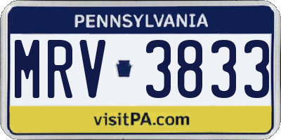 PA license plate MRV3833