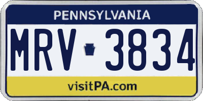 PA license plate MRV3834