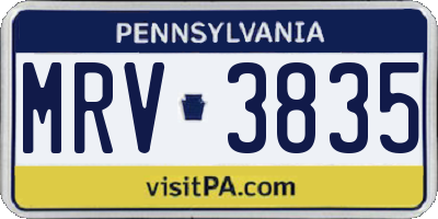 PA license plate MRV3835
