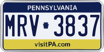 PA license plate MRV3837