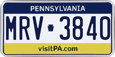 PA license plate MRV3840